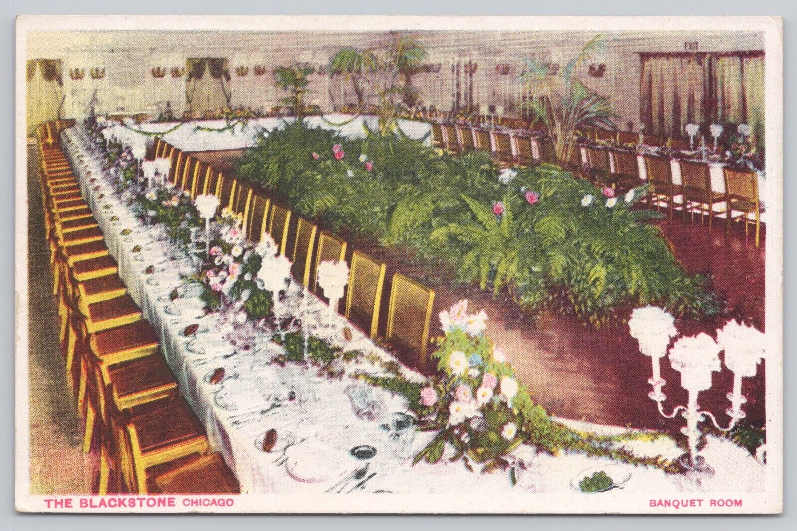 Chicago Illinois, The Blackstone Hotel Banquet Room, Vintage Postcard