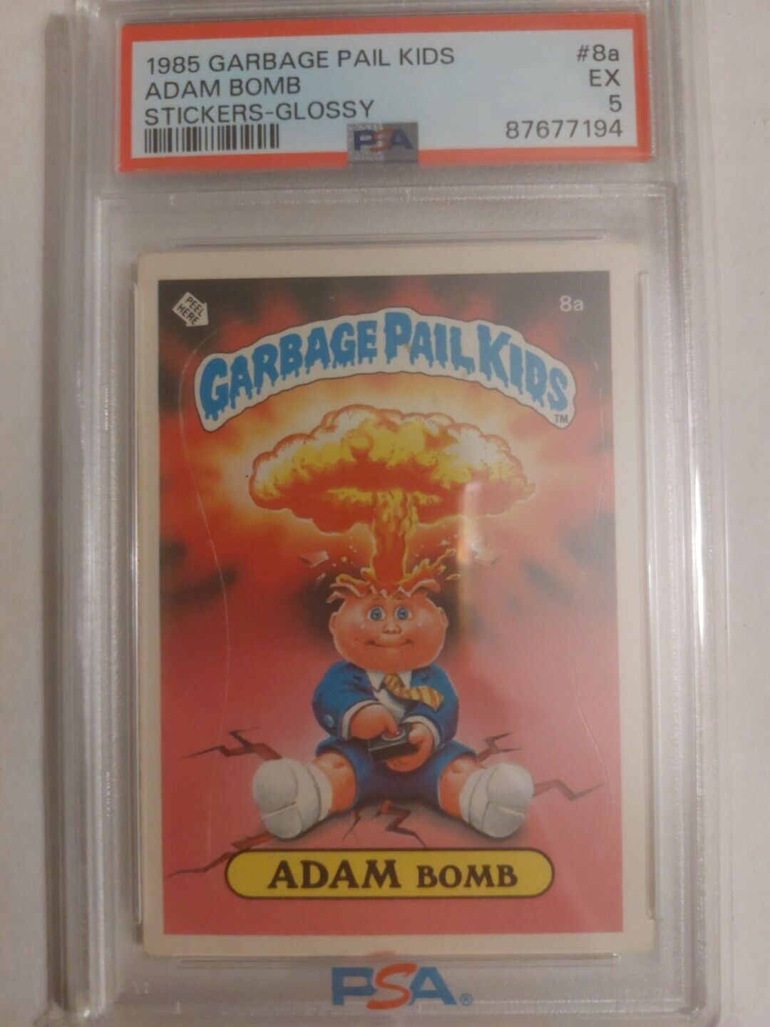1985 Topps Garbage Pail Kids Series 1 Glossy Adam Bomb #8a PSA 5