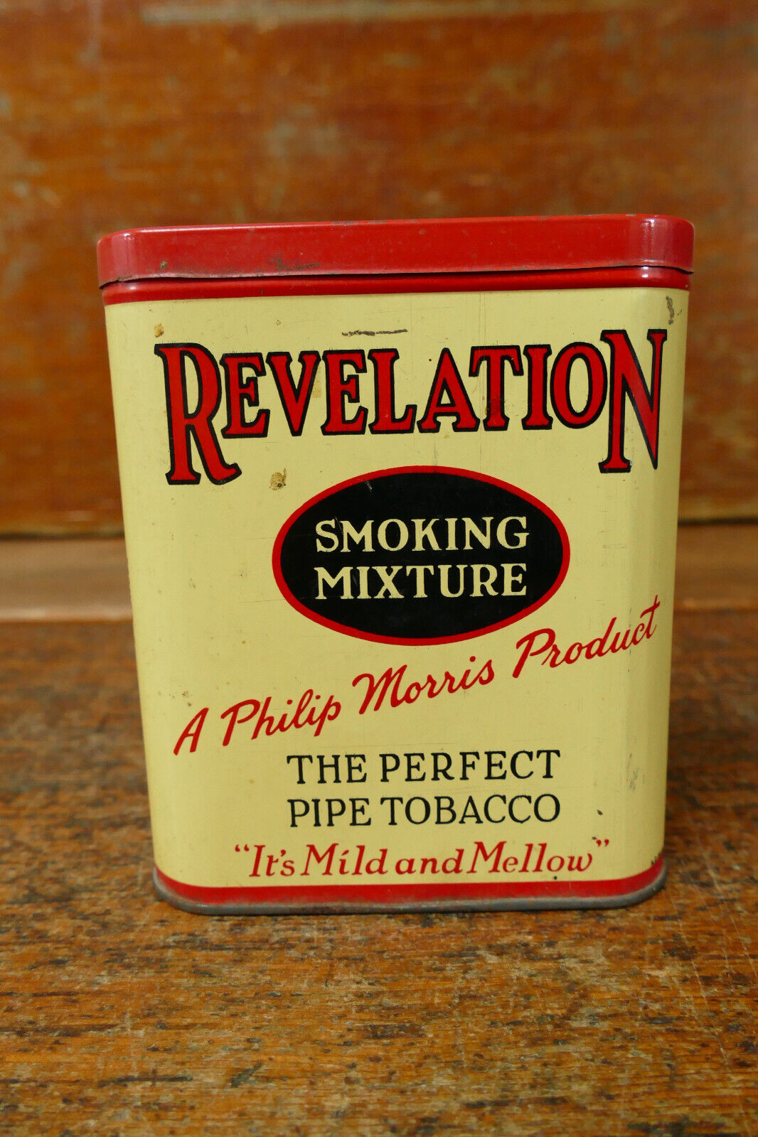 Vintage Revelation Smoking Mixture VERTICAL POCKET Tobacco Tin Advertising EMPTY