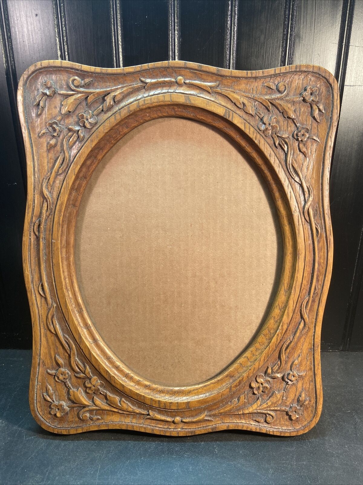 Vtg MCM 50-60’s? Burwood Forget-Me-Not Flowers Wood look 8x10 Picture FRAME