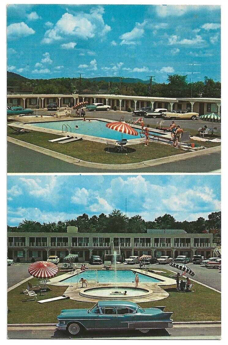 Hot Springs National Park Arkansas c1950\'s Anthony Motel, vintage 50\'s Cadillac