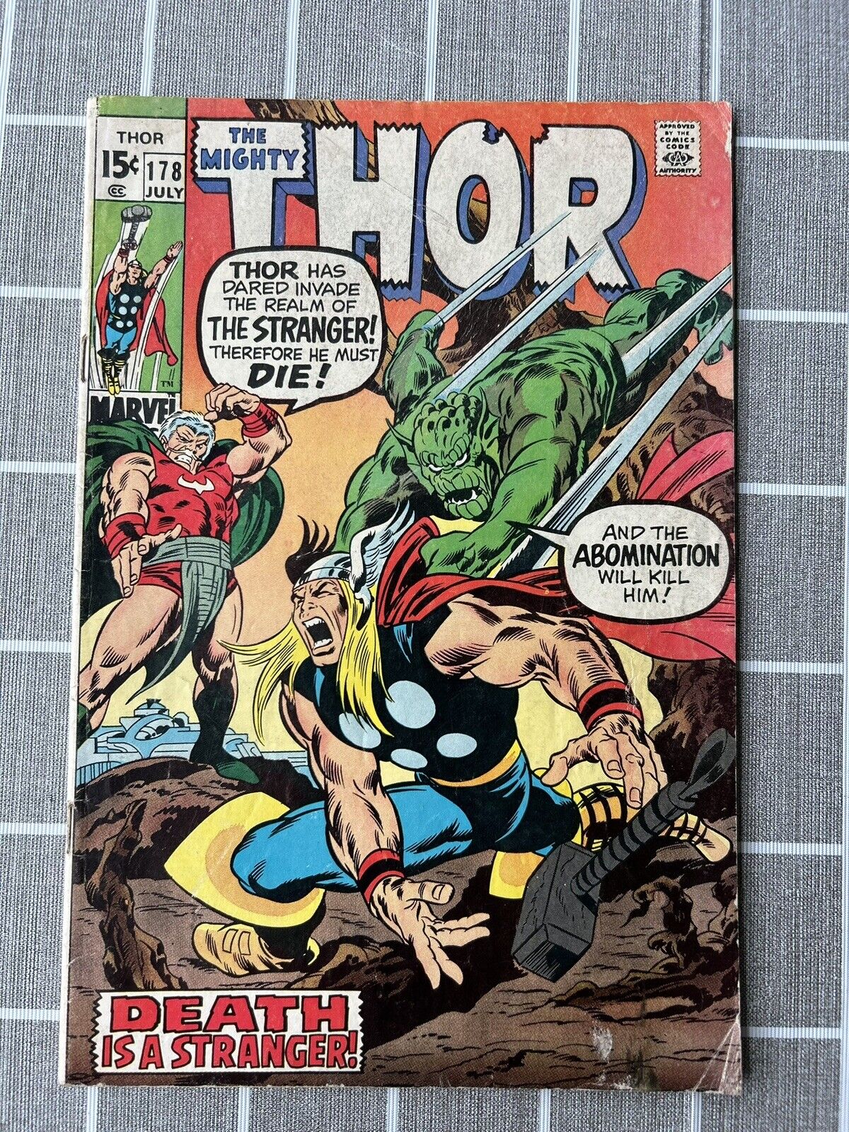 #178 Thor, VF- Condition Featuring The Abomination Death Is A Stranger Marvel