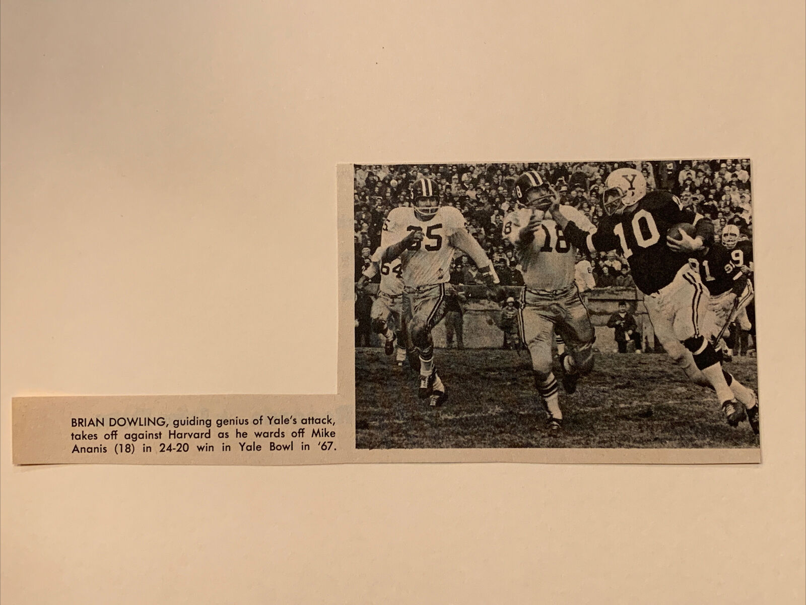 Brian Dowling Yale Bulldogs 1968 S&S Football Pictorial CO Panel