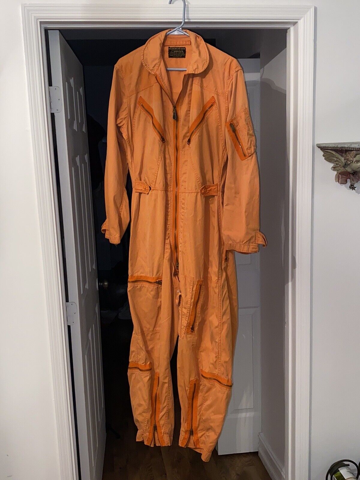 Vintage 1960 Flight Suit Orange Coveralls Jumpsuit US Military USAF Medium
