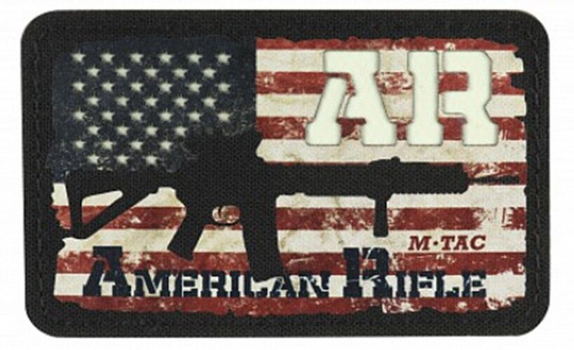 Vintage USA Flag Moral Patch AR-15 AMERICAN RIFLE Black/Gid Tactical Badge Hook