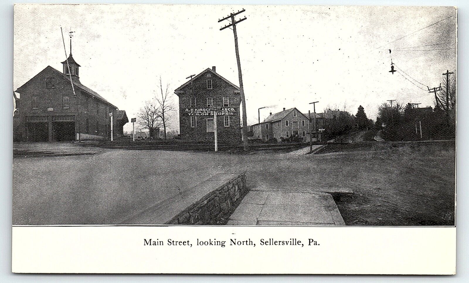 c1910 SELLERSVILLE PA MAIN STREET LOOKING NORTH EARLY UNPOSTED POSTCARD P4169