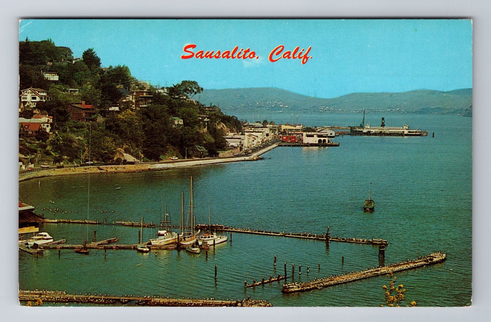 Sausalito CA-California, Typical Scene, Bridgeway, Shops, Vintage Postcard