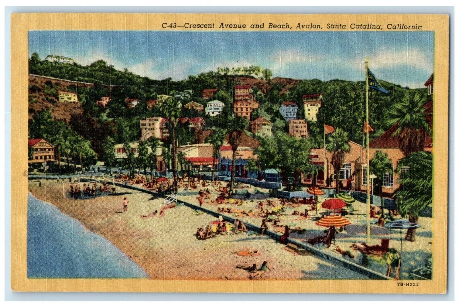 c1940\'s Crescent Avenue And Beach Avalon Santa Catalina California CA Postcard