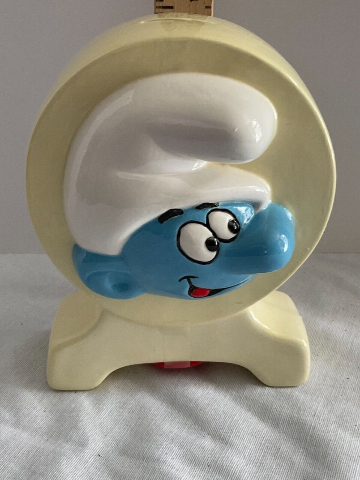 Vintage Smurf piggy bank with stopper