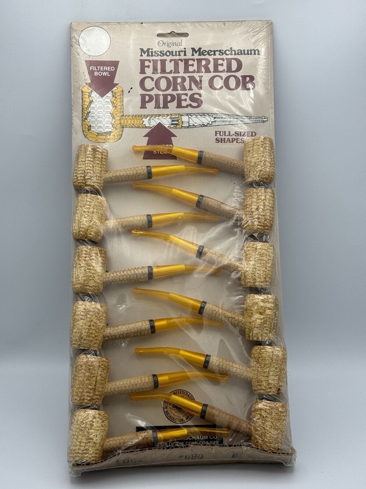 NOS 12 Pack Missouri Meerschaum Filtered Corn Cob Pipes