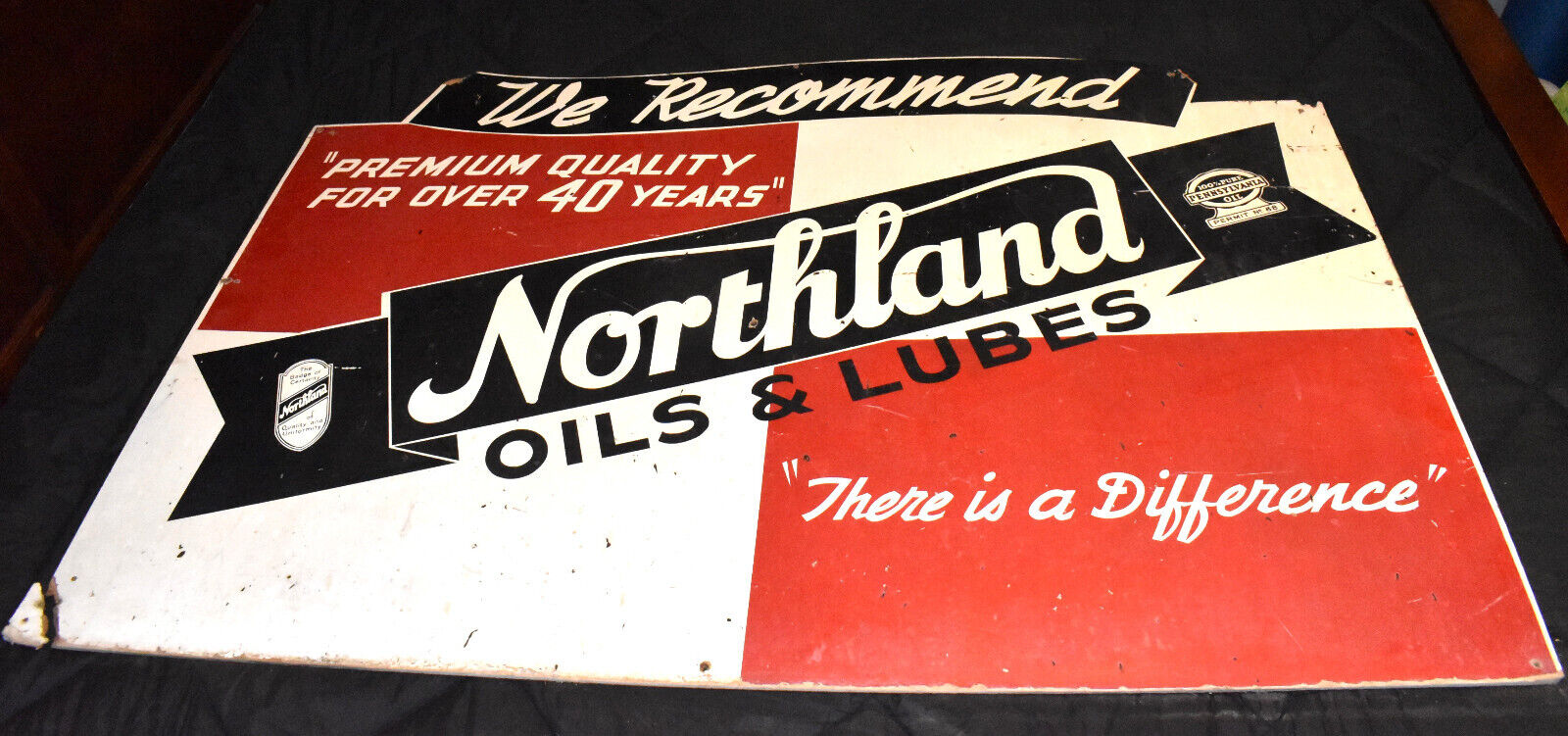 RARE NORTHLAND OILS & LUBES Waterloo Iowa Masonite Advertising SIGN