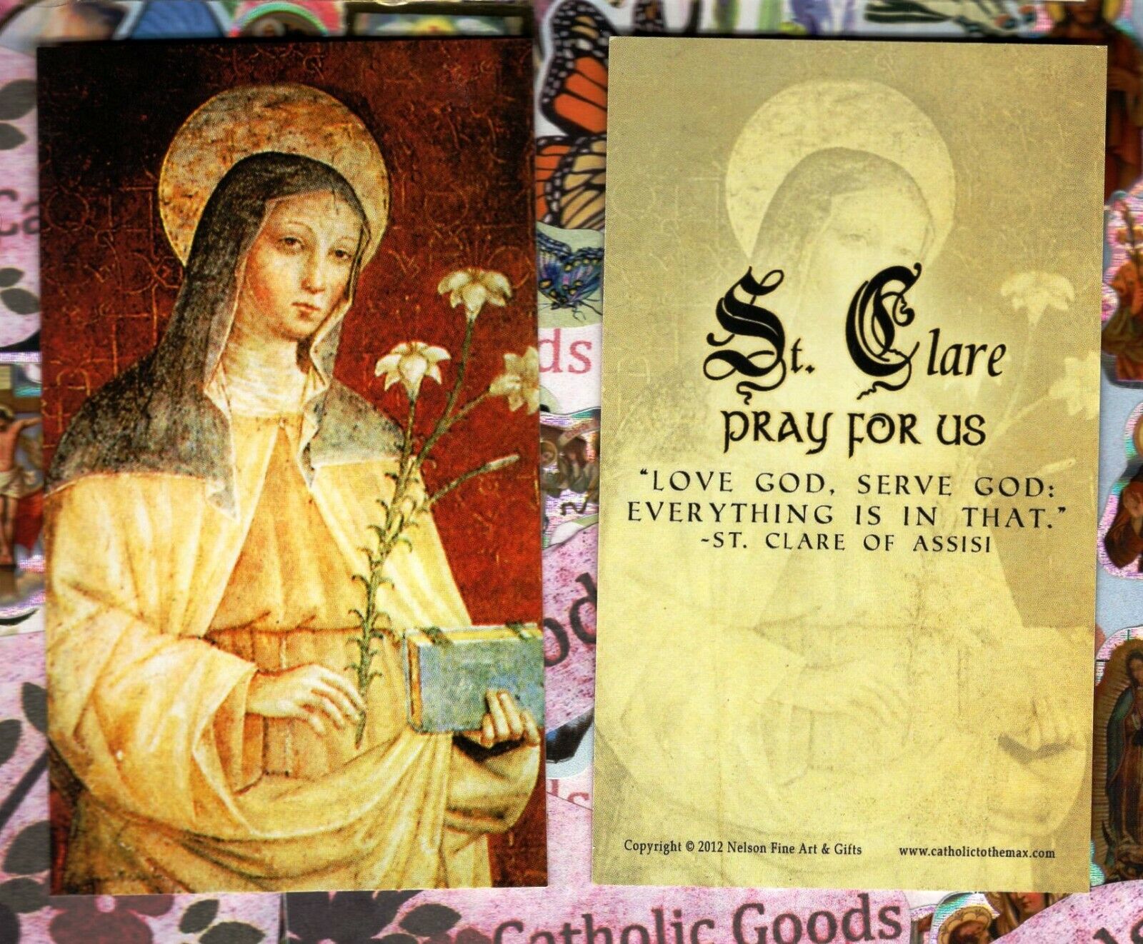 St. Saint Clare with Prayer + Quote - Paperstock Holy Card
