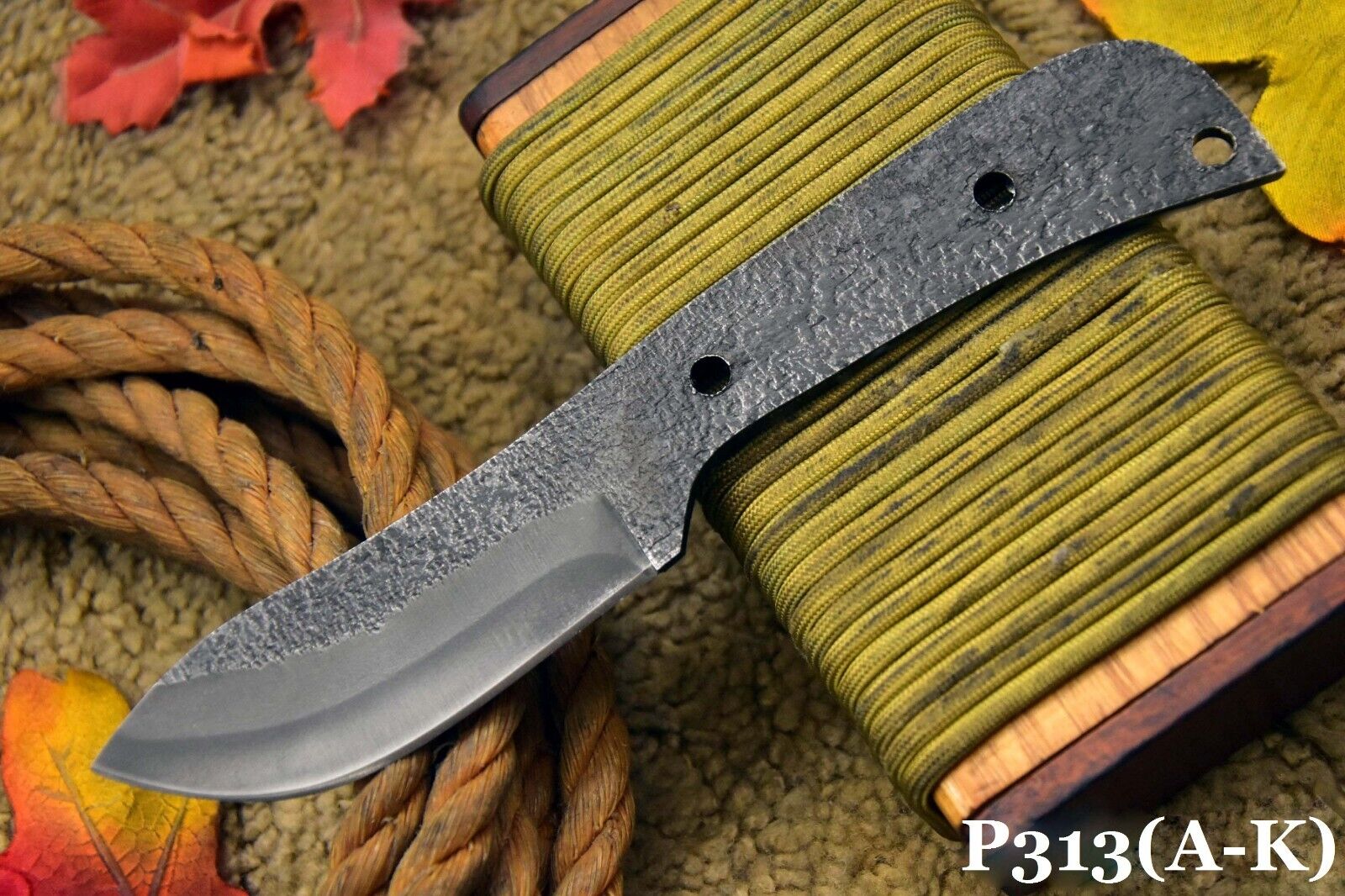 Custom Hammered Spring Steel 5160 Blank Blade Hunting Knife,No Damascus P313-J-K