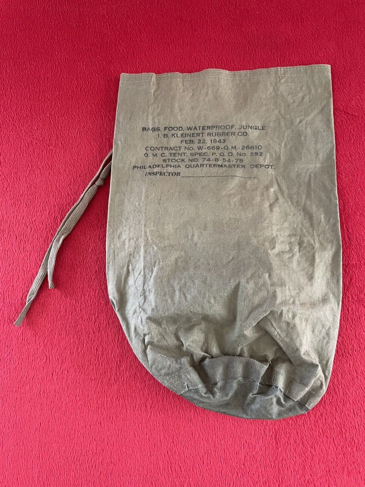 WW2 USMC Army Jungle Food Waterproof Bag Dated 1943 WWII