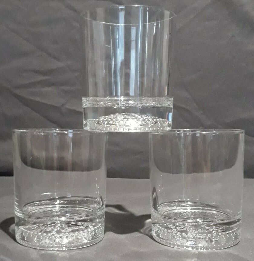 Vintage Crown Royal Whiskey Glasses  Italy Embossed Rocks Glass Set of 3 