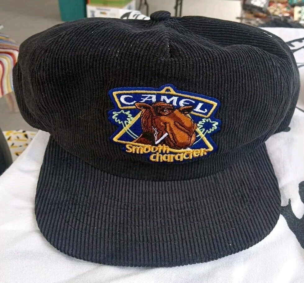 Vintage Joe Camel Cigarette Smooth Character Corduroy Snapback Navy Cap Hat 90s.