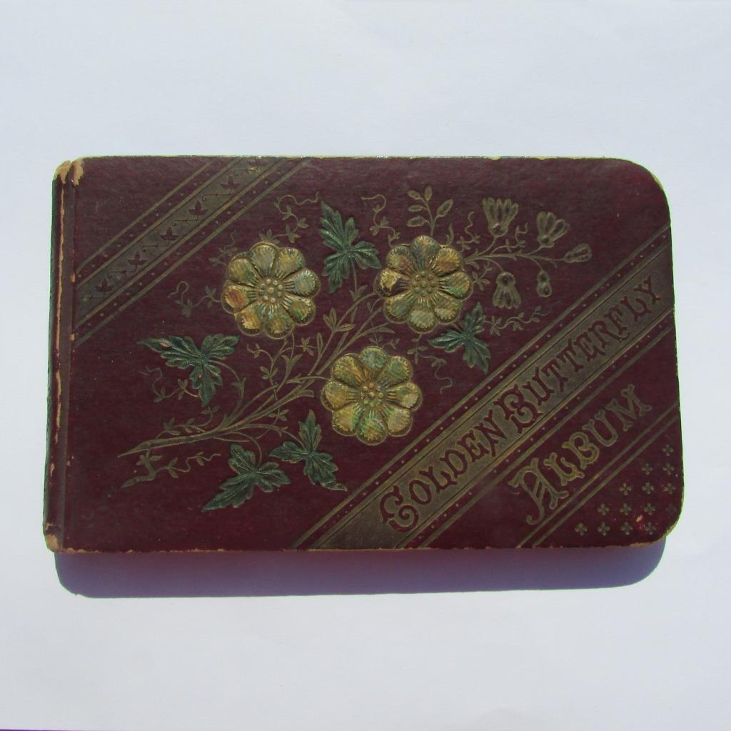 Antique 1884 Autograph Golden Butterfly Album Hardback Book of Phyana H Jeffries