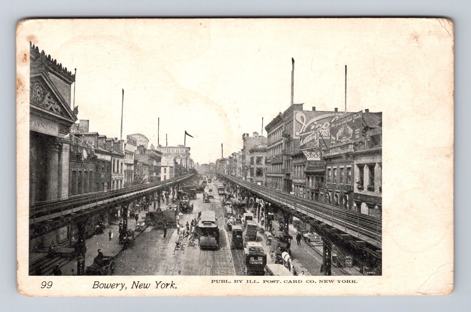 New York City NY, Bowery, Antique, Vintage Souvenir Postcard