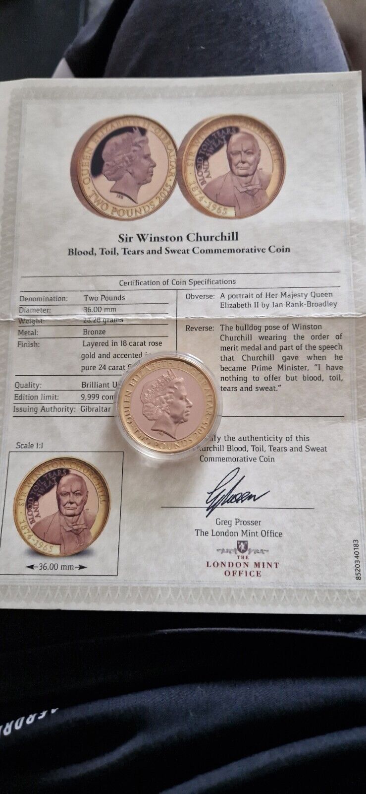 Sir Winston 1874- 1965 Commemorative Coin Only One Of This Item .