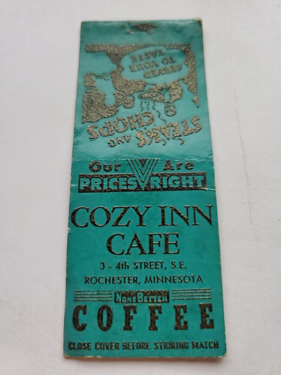 Cozy Cafe Rochester Minnesota Matchbook Cover
