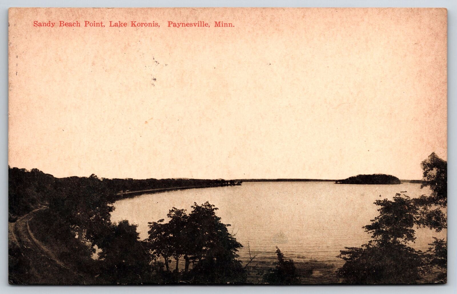 Paynesville Minnesota~Lake Koronis~Sandy Beach Point~Sunset View~1910 Postcard