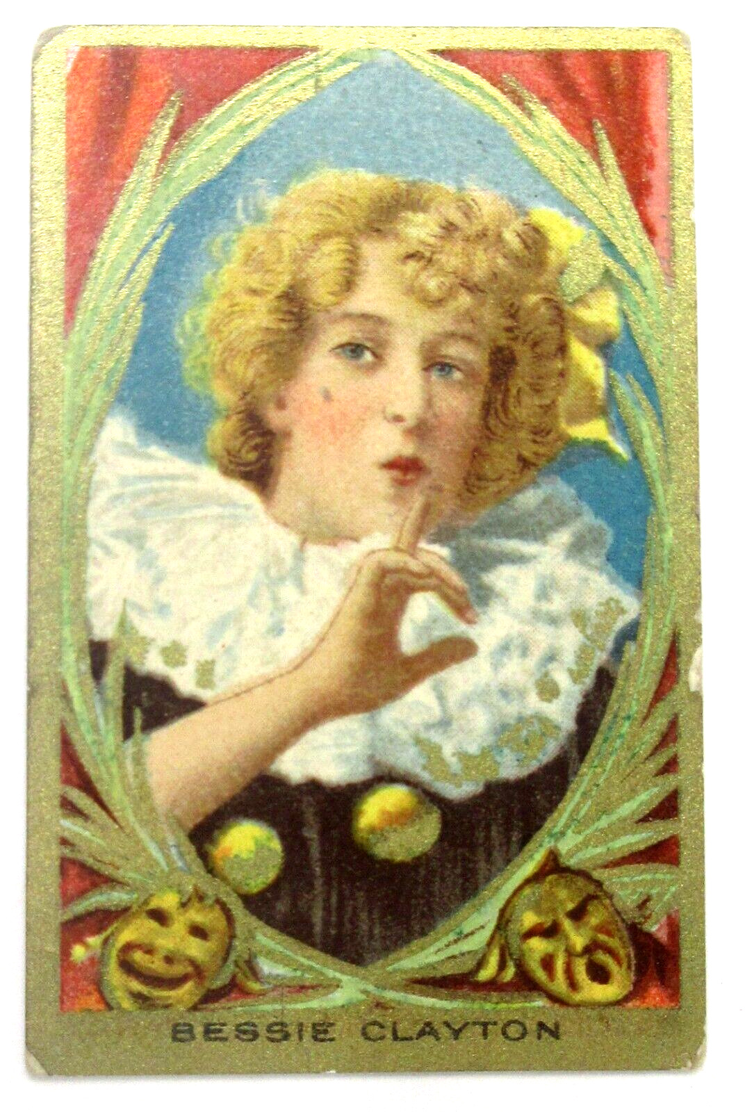 1910 T27 Actress Series BESSIE CLAYTON gold border Fatima Tobacco Card