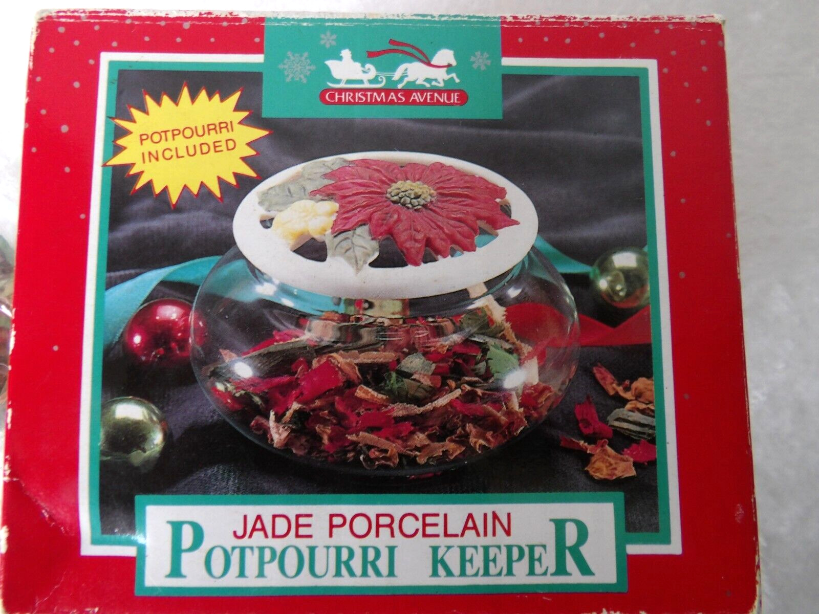 Vintage Jade Porcelain and Glass Potpourri Keeper/Trinket by Christmas Avenue