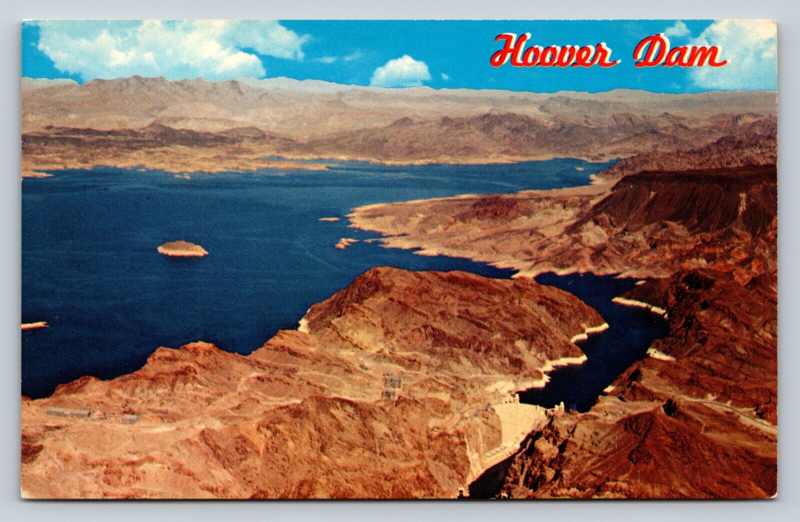 Aerial View Of Hoover Dam & Lake Mead Colorado River Vintage Postcard 0719