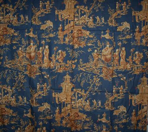 PRIVATE SALE  Blue & Gold Chinoiserie Multi Purpose Decorating Fabric