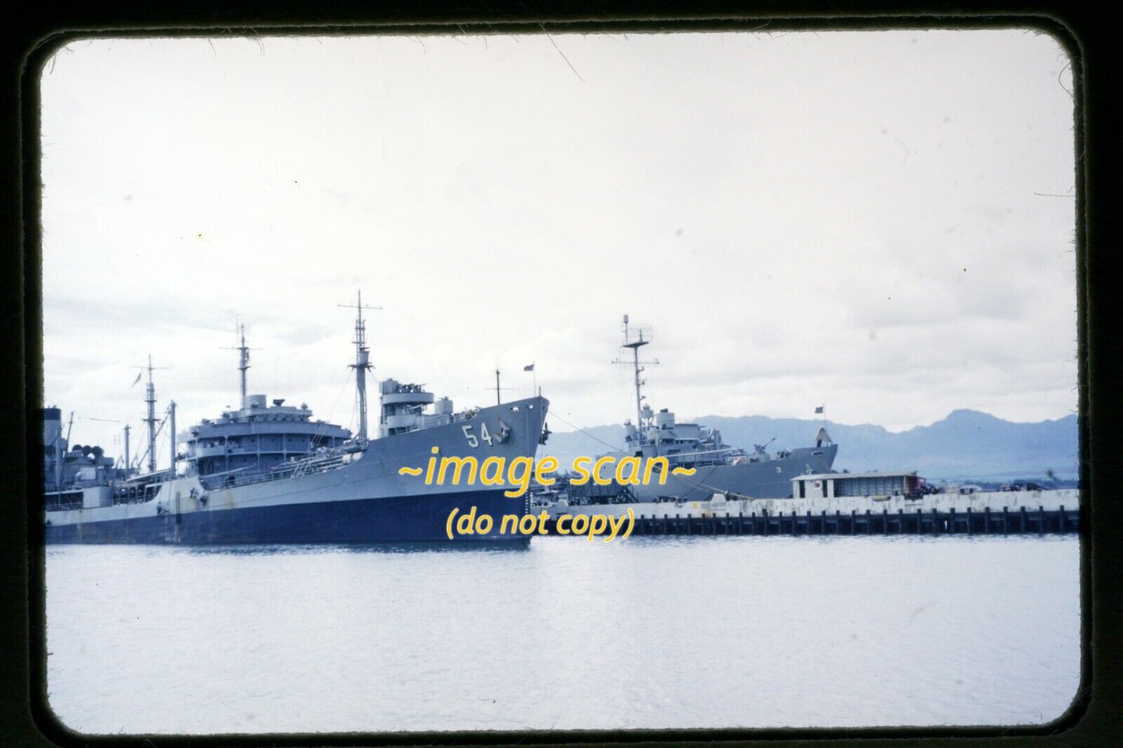 USNS Navy Ship AO-54 in Hawaii in early 1950's, Original Kodachrome Slide e22b