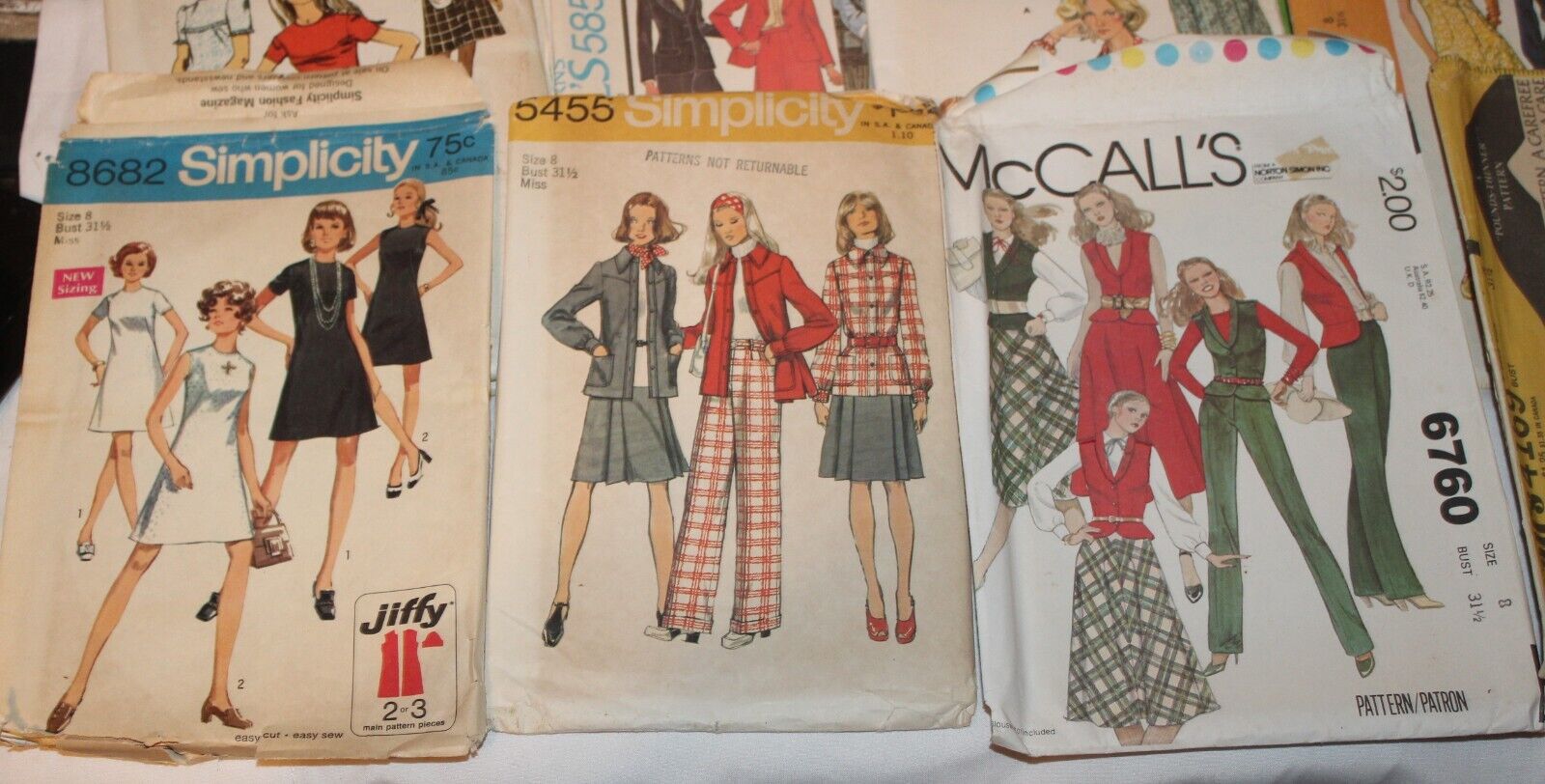 20 Vtg 1960\'s/70s Sewing Pattern Lot Women\'s Clothing SZ 8 McCalls Simplicity