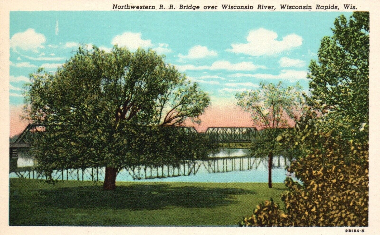 Postcard WI Wisconsin Rapids Northwestern RR Bridge Vintage PC a7186
