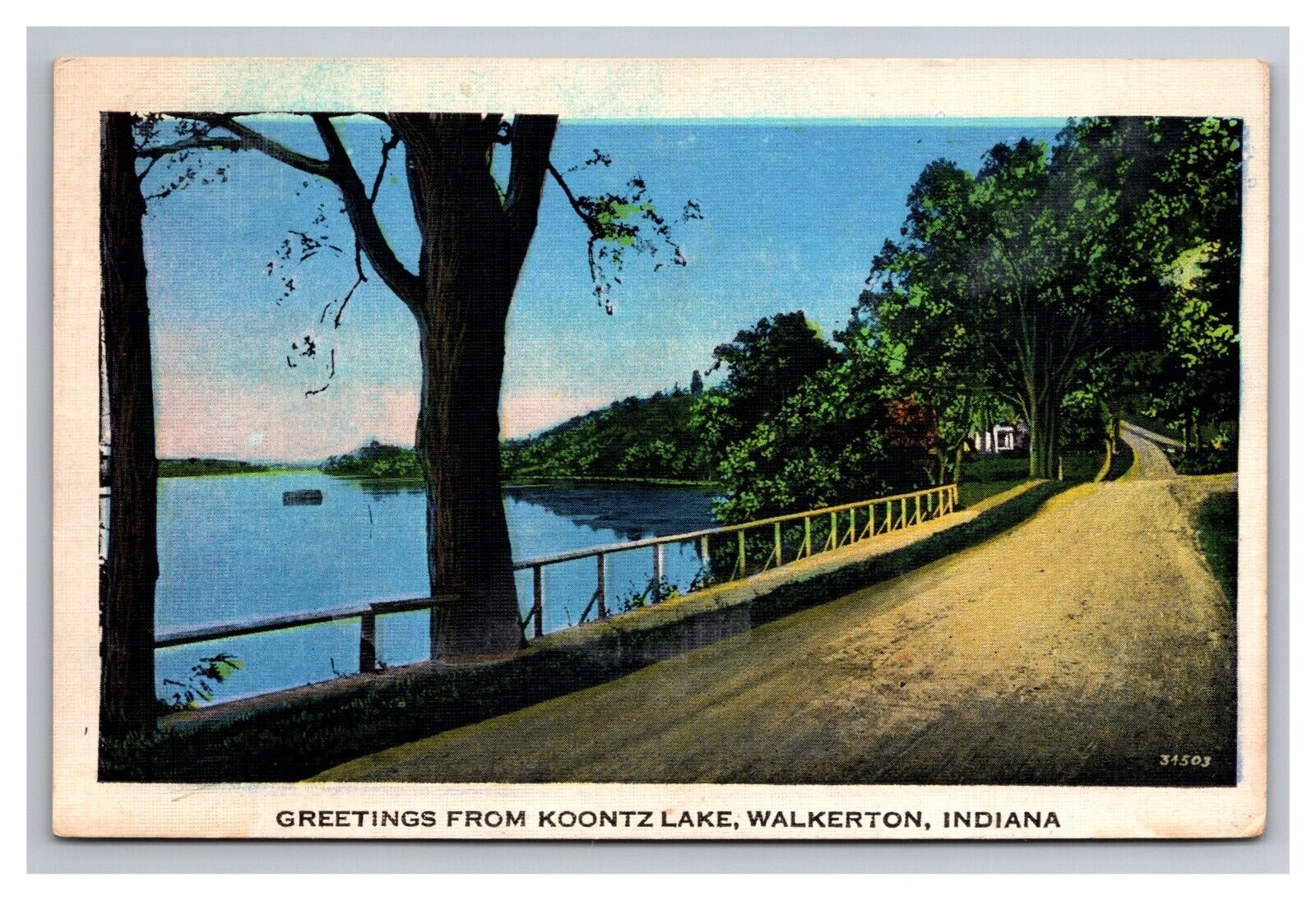 Postcard Walkerton Indiana Greetings Koontz Lake Bridge