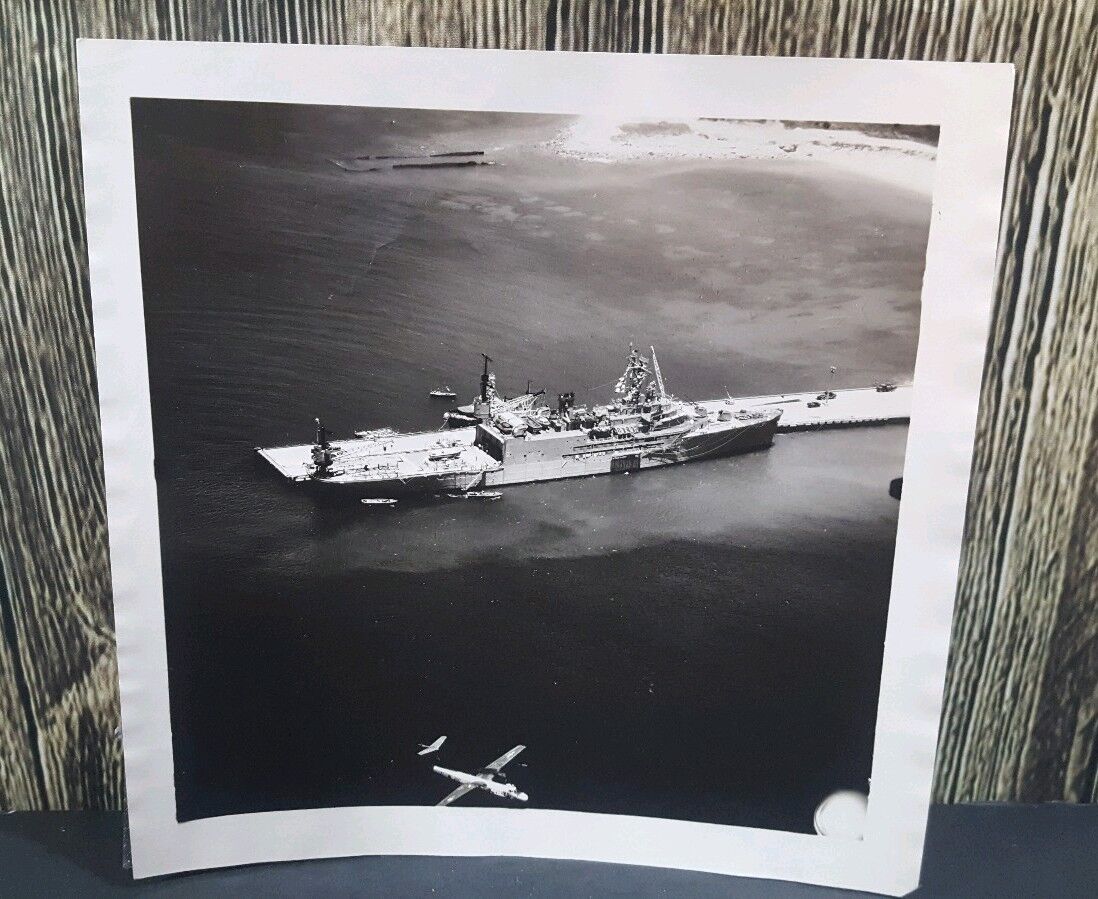Original  U.S. Military Photo Naval Battleship Air Force Seaplane Flying Vintage