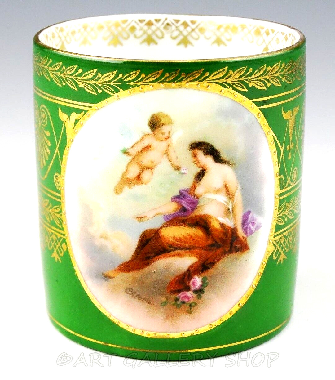 Antique Royal Vienna HANDPAINTED LADY IN HEAVEN & ANGEL CUP ONLY Artist Signed