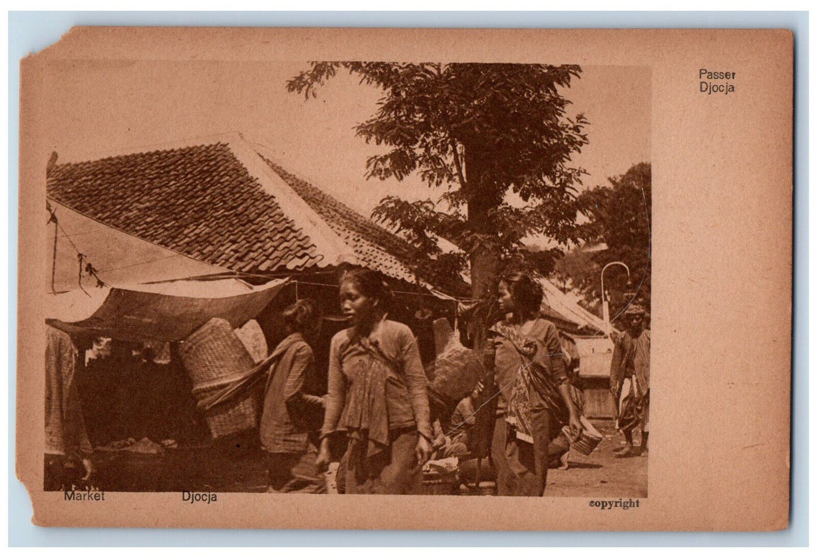 Djocja Java Indonesia Postcard Scene of Busy Market c1910 Unposted Antique