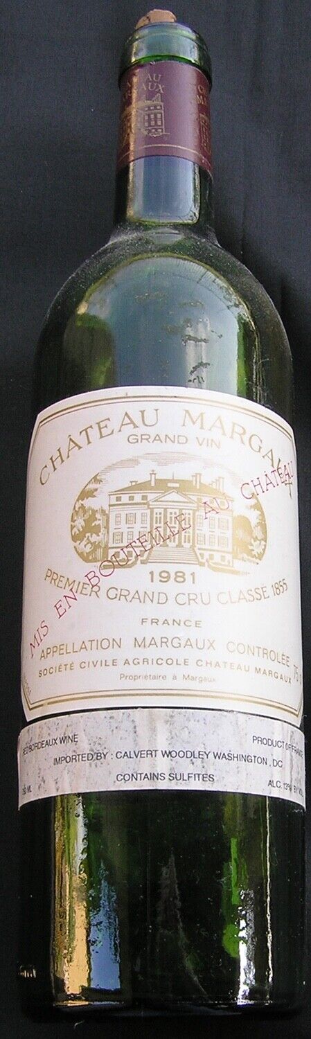 Chateau Margaux 1981 Empty wine Bottle Collectables  Rare￼ Cork  No Reserve