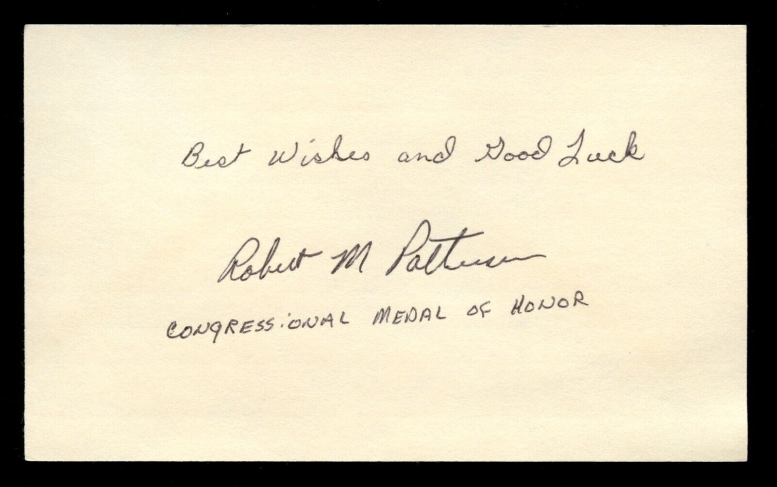Robert M. Patterson signed autograph 3x5 card Medal of Honor Vietnam Army BAS