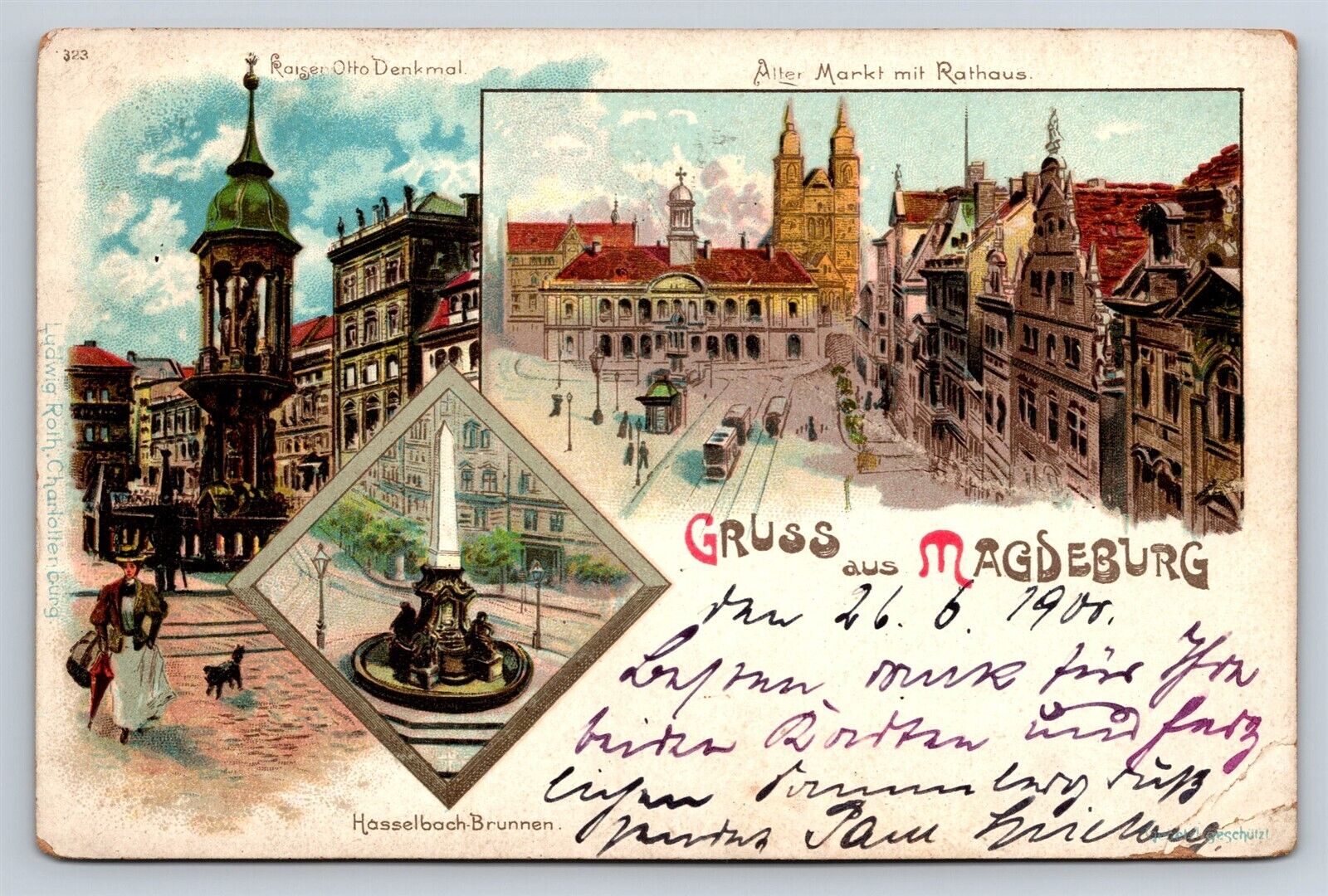 Postcard Germany Gruss aus Magdeburg Vignettes Litho c1900 AD29