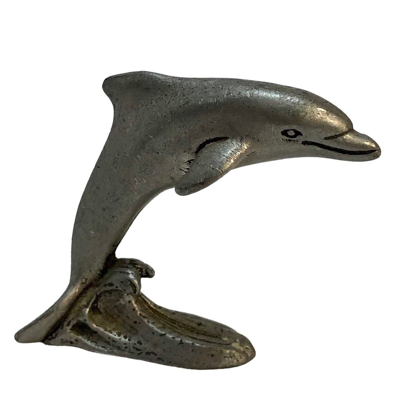 Vtg 1980s Dolphin Riding Ocean Wave Pewter Figurine Kabana Made In USA