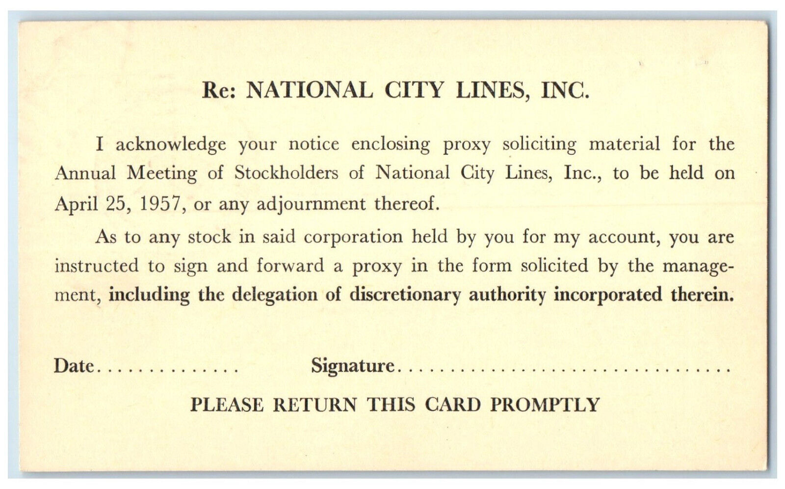 1958 Meeting National City Lines Inc Edmonds Washington WA HPO Postal Card