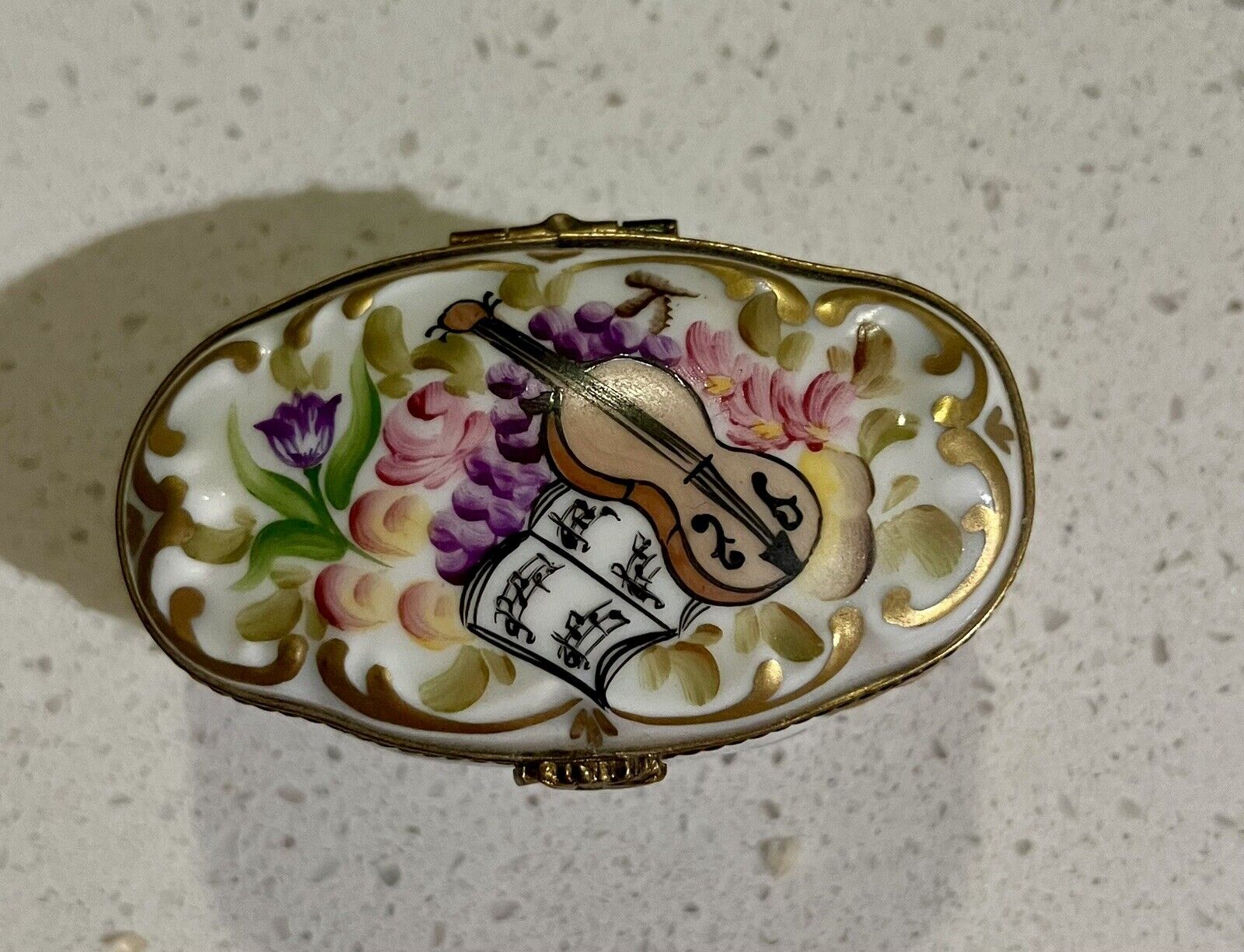 France Limoge, Music Floral, Trinket Box, Numbered, Mint Condition 