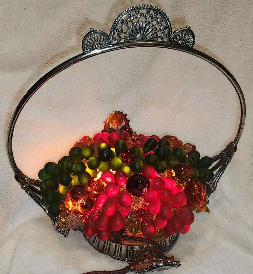 Antique Czech Glass Fruit Basket Victorian Lamp  11.5\
