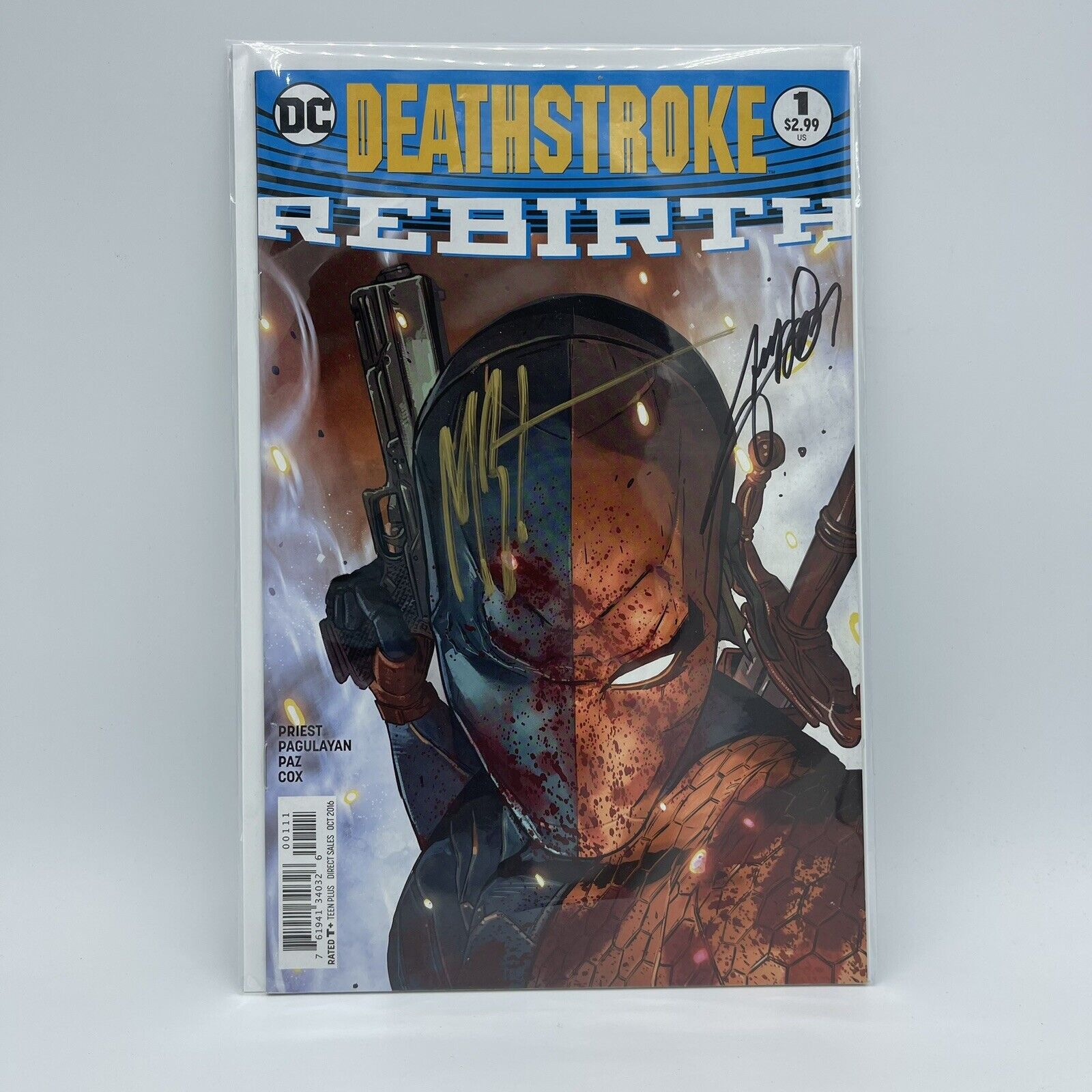 DEATHSTROKE Rebirth #1 NEW 52 DC COMICS DCU Signed GEORGE PEREZ Manu Bennett COA