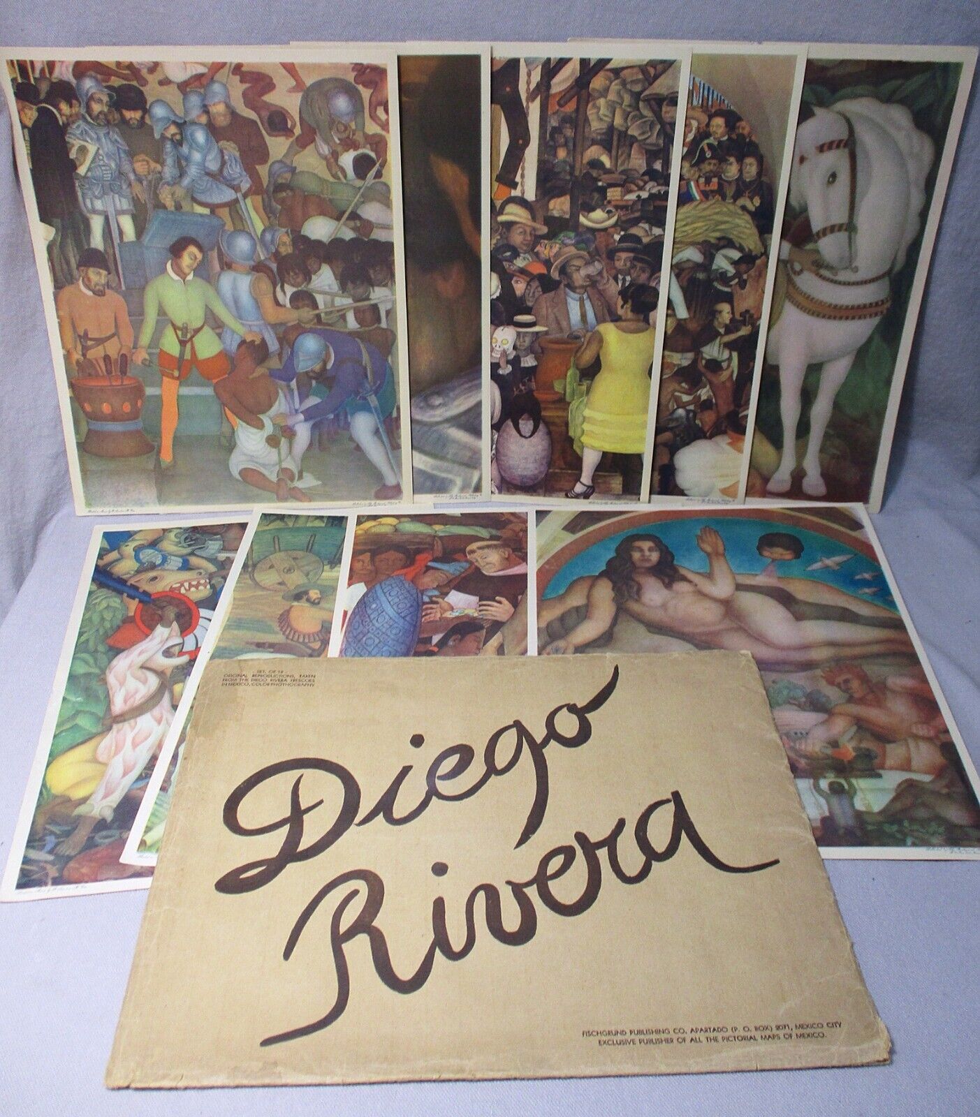 Diego Rivera Frescoes in Mexico 9 Vintage 9x12\