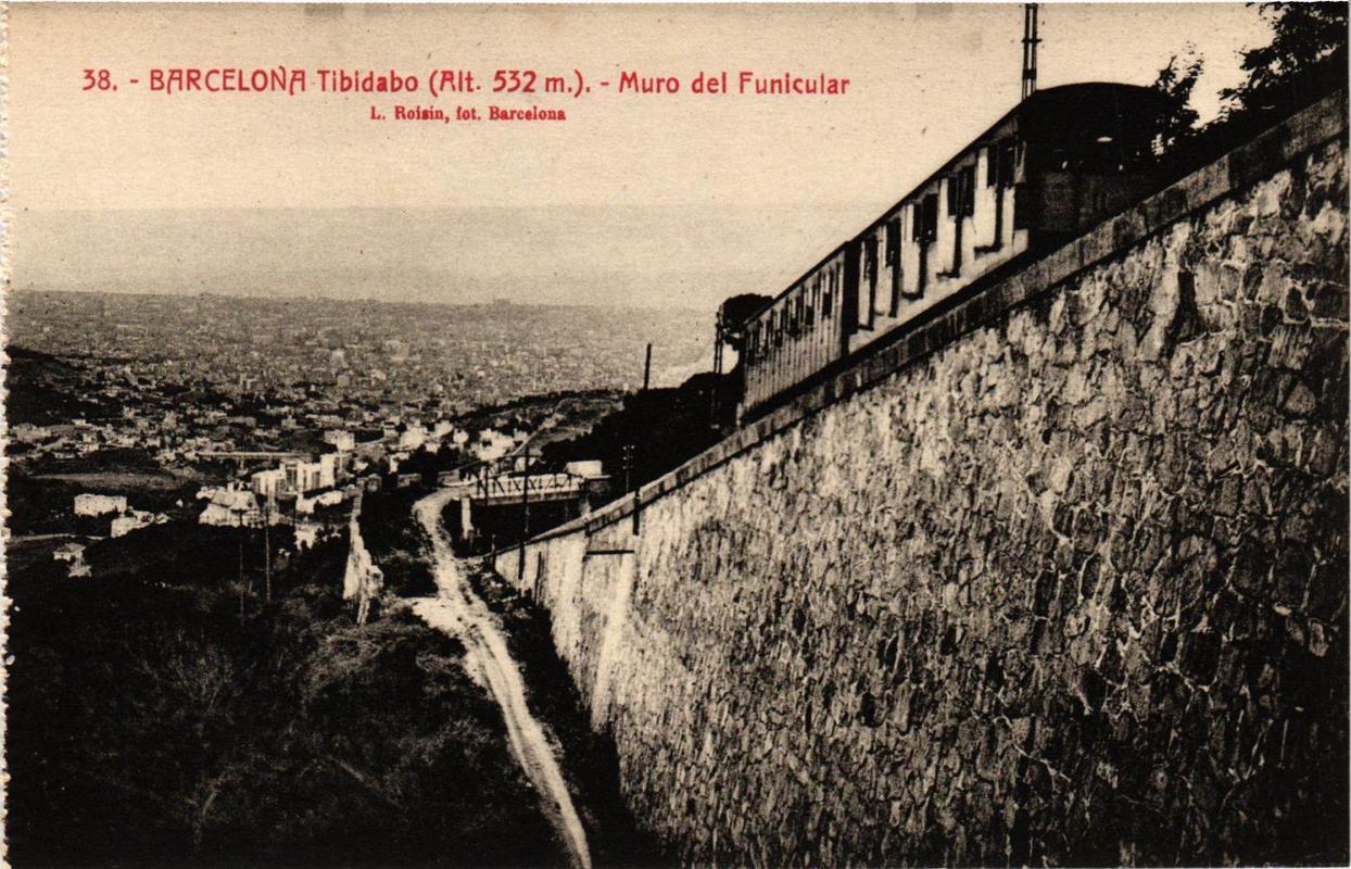 CPA AK BARCELONA Tibidabo Funicular Wall SPAIN (672944)