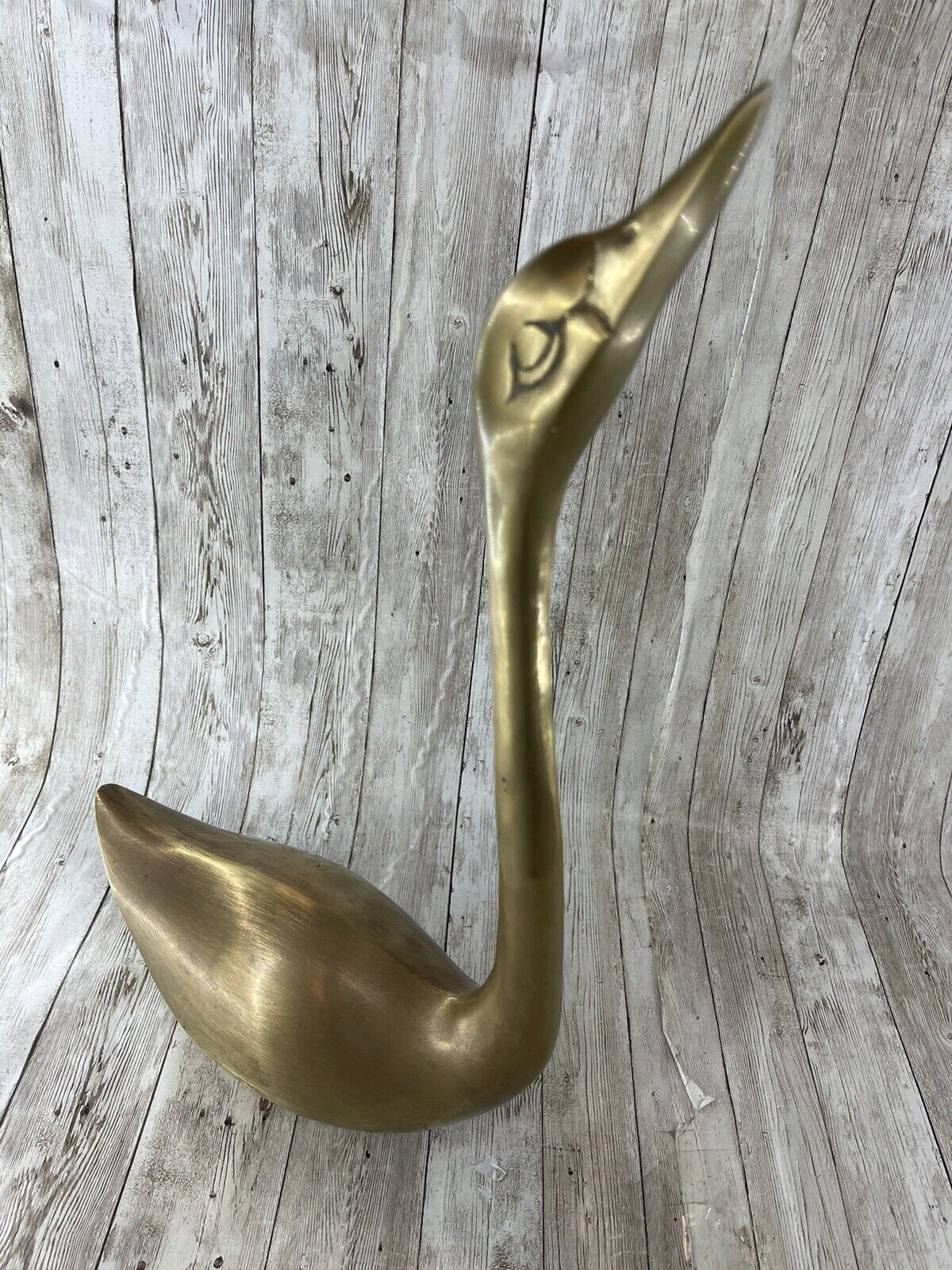 Vintage Brass Swan Large 16 Inches Tall Solid Brass Swan Mid Century Modern