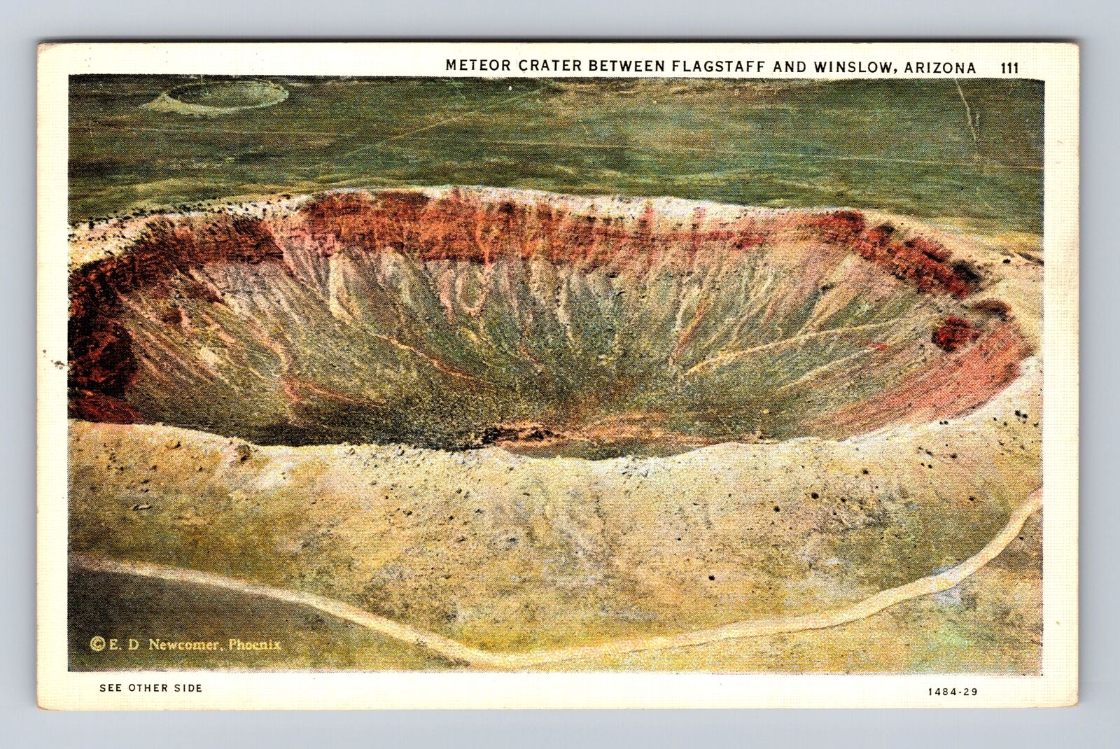 Flagstaff AZ-Arizona, Meteor Crater, Antique, Vintage Souvenir Postcard