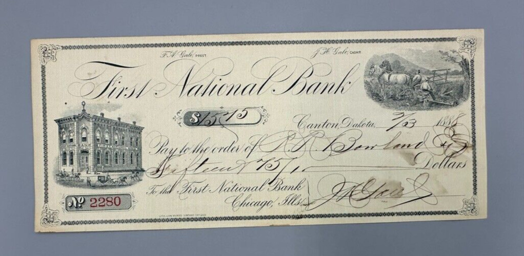 1888 CANTON DAKOTA First National Bank CHECK