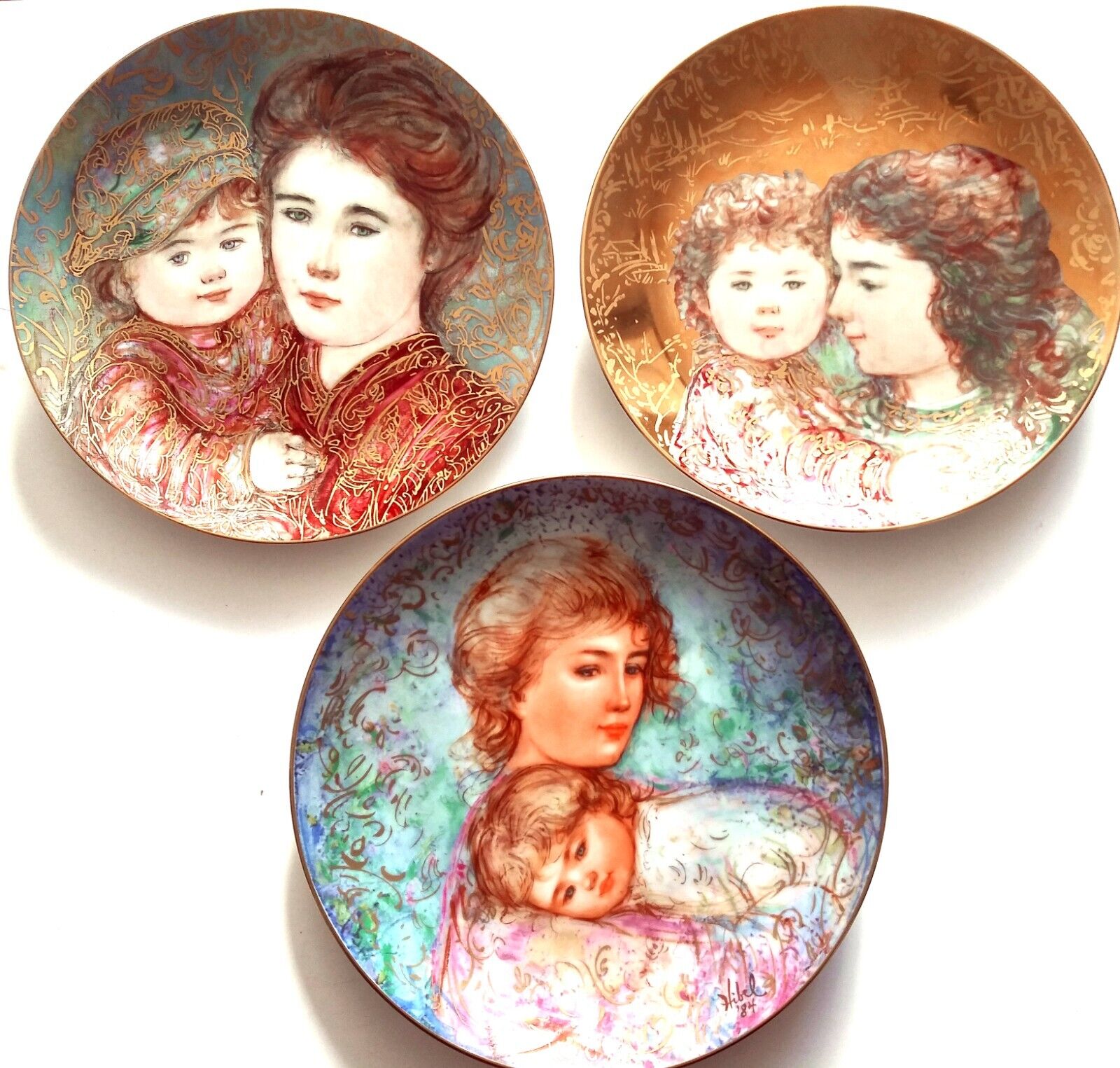 Edna Hibel Knowles Collector Plates Jacqueline and Renee  Tammy and Kail Vintage